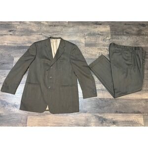 J. Ferrar Suit Set Custom Fit Blazer & Trousers Brown Mens Size 44L‎